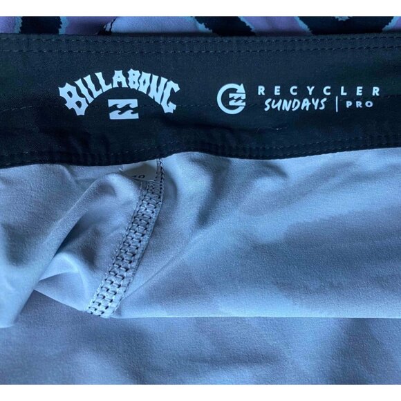 Billabong Mens 40 Sundays Pro Recycler Board Shorts Zebra Striped Swim Trunks - Picture 3 of 7